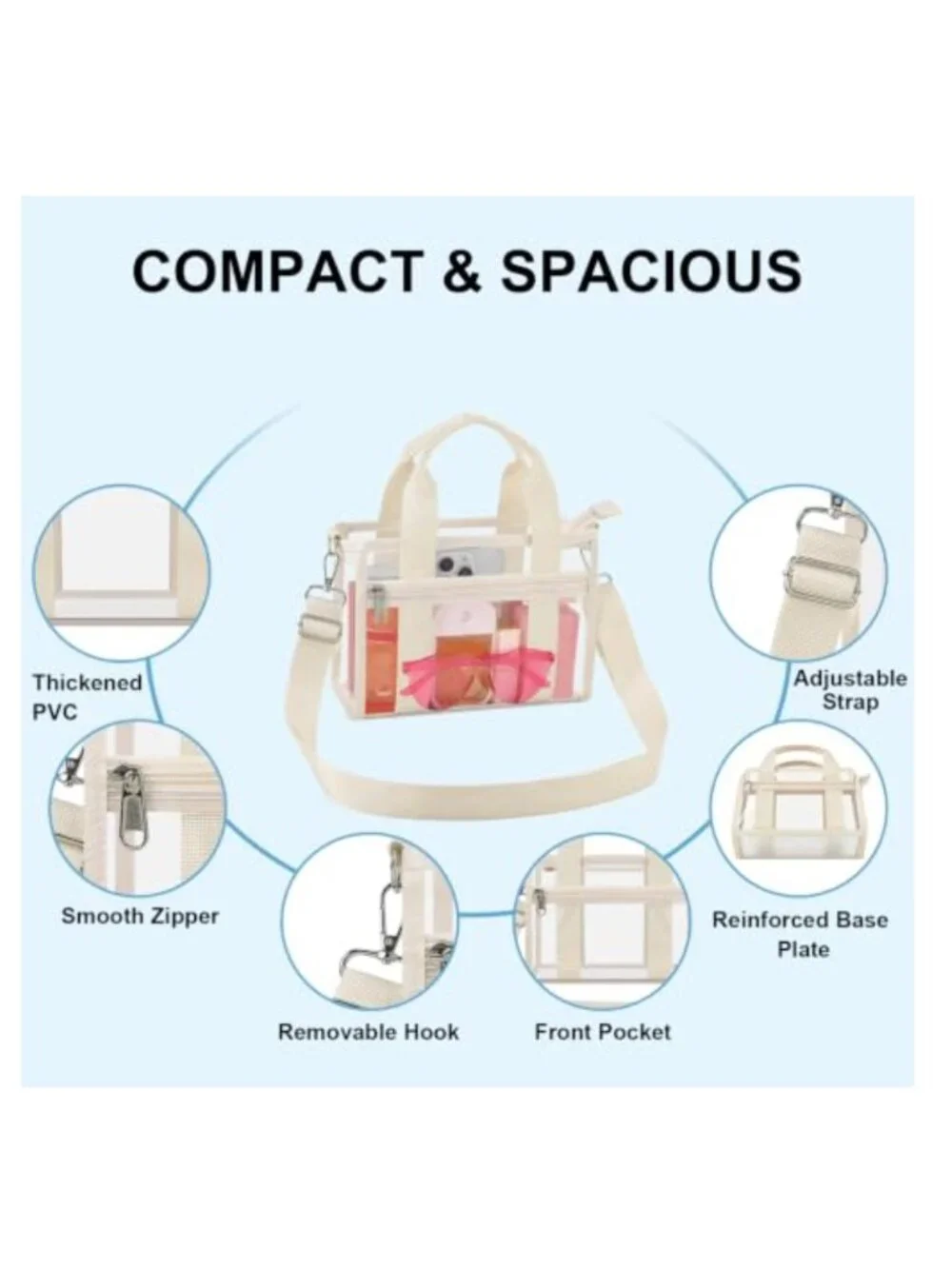 Clear PVC Stadium Approved Satchel Bag for Concerts Events